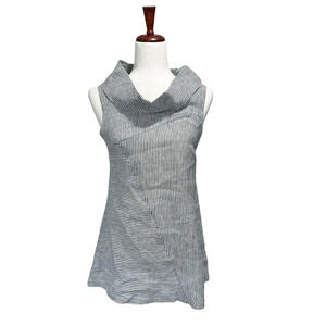 Ingrid Munt Shirt‎ Size Small Women's Linen Brown Striped Coastal Boho preppy